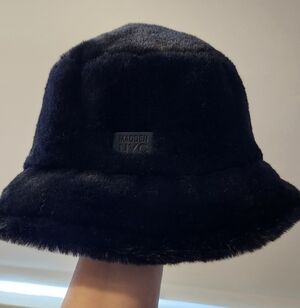 Madden NYC Black Faux Fur Bucket Hat